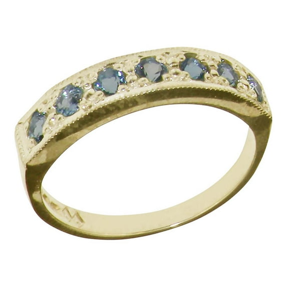 LBG Solid 10k .417 Yellow Gold Natural Aquamarine Womens Band Ring - Sizes 4 to 12 Available
