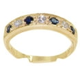 thumbnail image 1 of LBG Solid 10k .417 Yellow Gold Natural Diamond and Sapphire Womens Band Ring (0.16 cttw, H-I Color, I2-I3 Clarity), 1 of 5