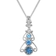 thumbnail image 1 of LBG Sterling Silver Genuine Natural Blue Topaz & Diamond Womens Bohemian Pendant & Chain Necklace - Chain length 22, 1 of 5
