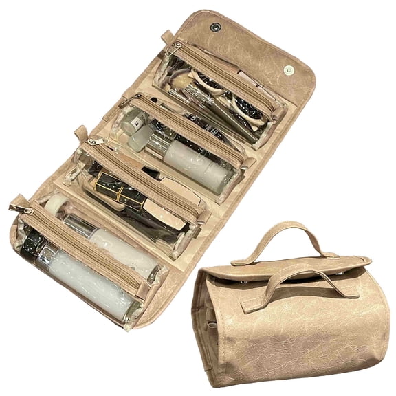 LBGAJGS 4 in 1 Hanging Toiletry Bag, Detachable Clear Compartment Makeup Case, Roll Up Large Capacity Cosmetic Organizer