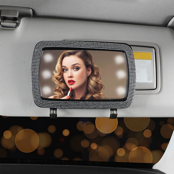LBGAJGS Car Sun Visor Vanity Mirror, Rechargeable LED Makeup Mirror with 3 Light Modes and Stepless Dimming, Clip-on Touch Screen Mirror for Auto Travel