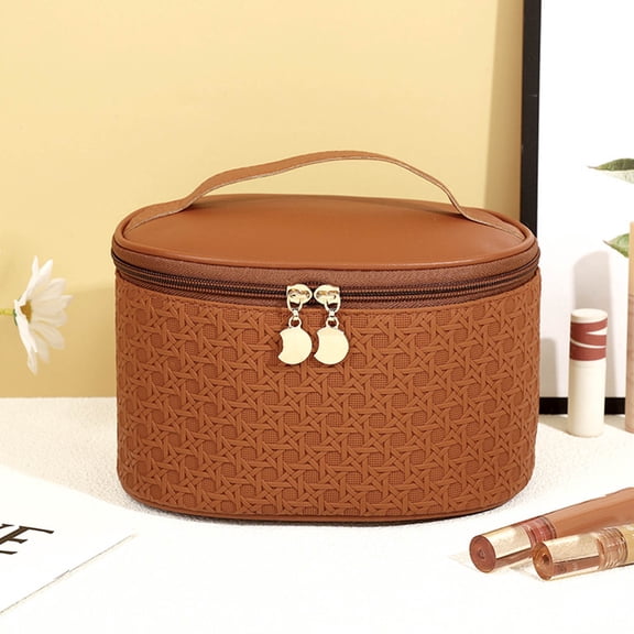 LBGAJGS Portable Toiletries Storage Box, Large Capacity Cosmetic Bag, Leather Makeup Pouch for Travel