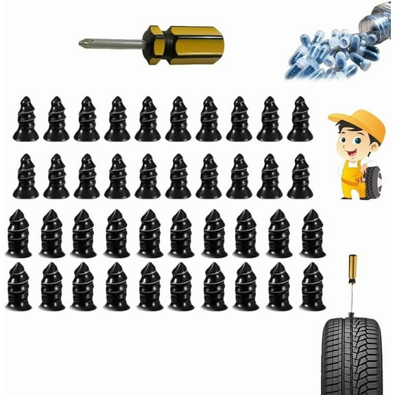 LBHGRMF 2026 New Tire Repair Rubber Nails Kit, Screw In Tire Repair Plugs with 2 Sizes, Self-Service Tire Repair Kit with Plugs for Car, Motorcycle & Truck, Quick Vacuum Repair Tools