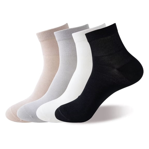 LBJR Womens Bamboo Crew Socks Breathable Thin Ankle Socks for Women, Fits Shoe Size 5-10,4 Pairs