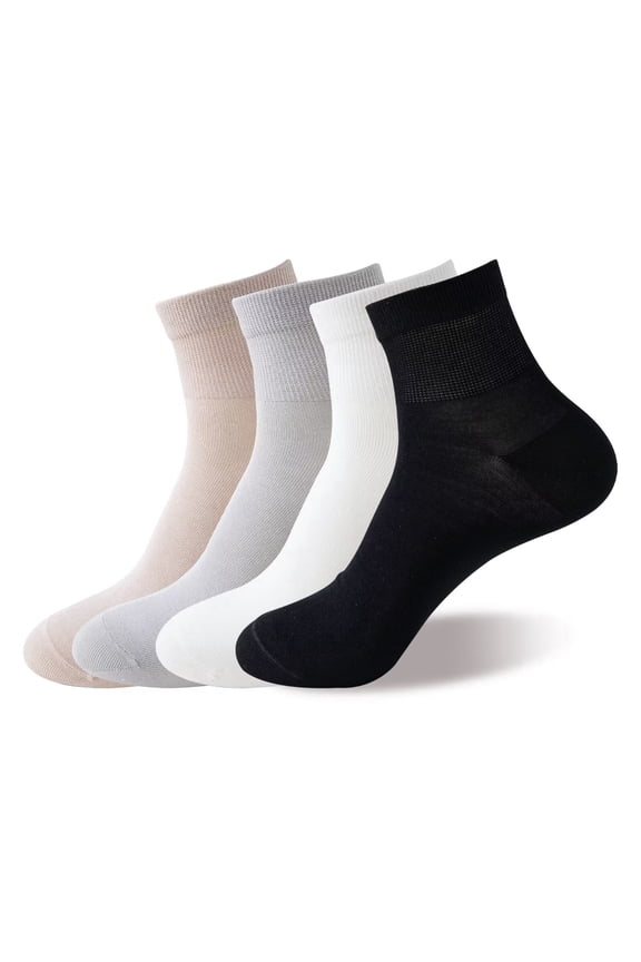 Womens Bamboo Crew Socks Breathable Thin Ankle Socks for Women 4 Pairs,Fits Shoe Size 5-10