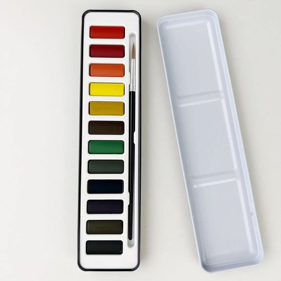 LBJTAKDP 12-Color Professional Acrylic Watercolor Set - Waterproof Artist-Grade Paint Kit with Mixing System & Travel-Friendly Tin Case