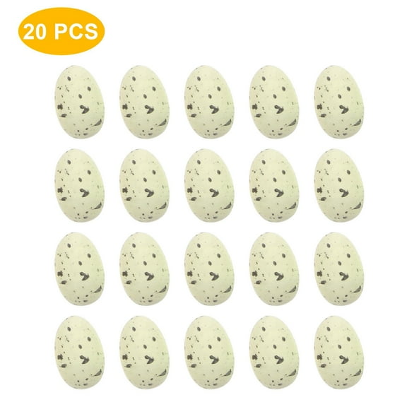 LBJTAKDP 20Pcs Artificial Bird Eggs Speckled Mini Fake Foam Eggs Bulk for Easter Crafts Bird Nest Decor Bowl and Vase Filler Photo Prop, Beige