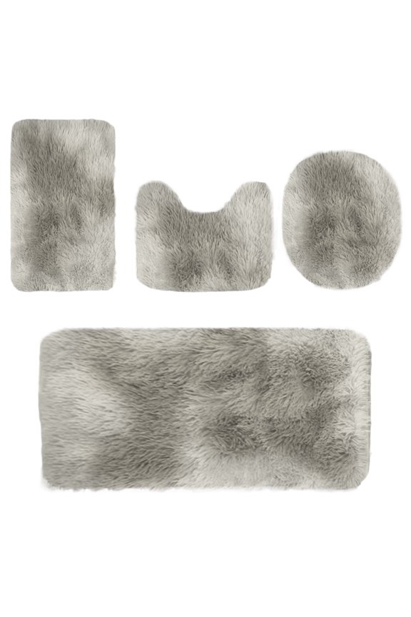 Mixed Colors Bath Mats 4 Set Bathroom Rugs for 4 Pcs Toilet Mats Universal Soft Comfortable Water Absorption Non-Slip Thick Machine Washable Easy Dry Dark Color