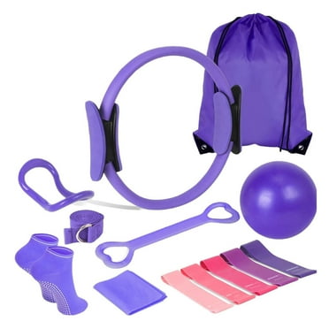 LBJTAKDP Pilates Ring Circle Set 13 pcs Pilates Equipment Accessories for Home Workouts 9.8” Pilates Ball 15” Magic Circle Yoga Ring and Resistance Bands for Women Pilates Ring and Ball Set Gift