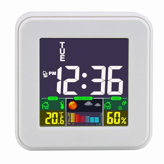 LBJTAKDP Voice-Activated Touchscreen Alarm Clock with Adjustable Color LCD - Multi-Generational Bedside Companion for Kids/Students/Elderly, Energy-Efficient Wake-Up System with Temperature Display