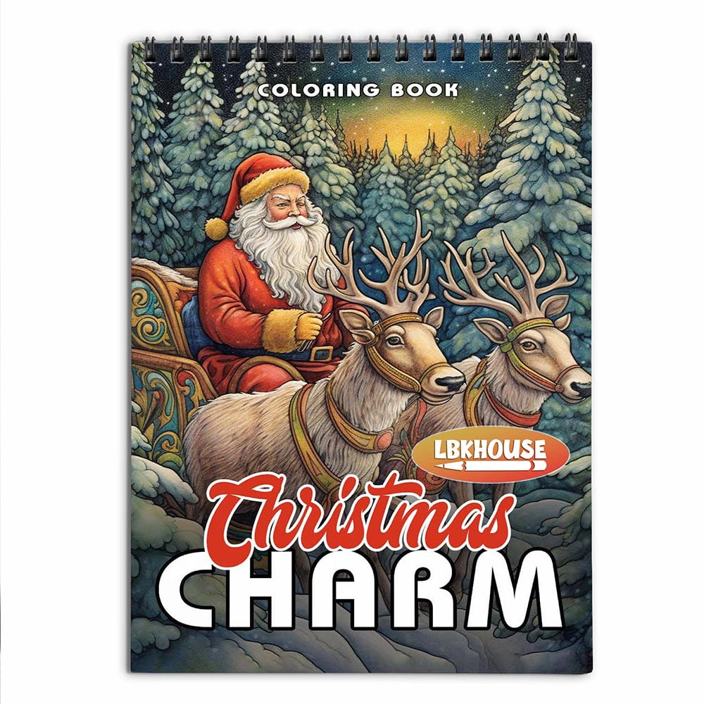 LBKHOUSE Christmas Charm Coloring Book Spiral Bound for Adult, Premium ...