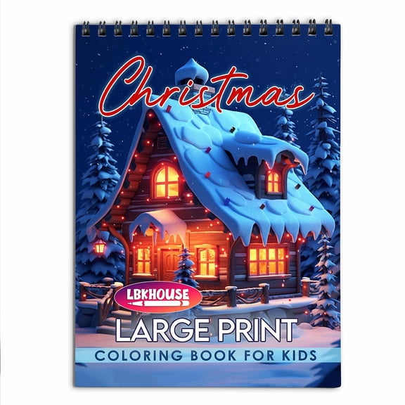 LBKHOUSE Large Print Christmas Coloring Book Spiral Bound for Adults, Premium Cover