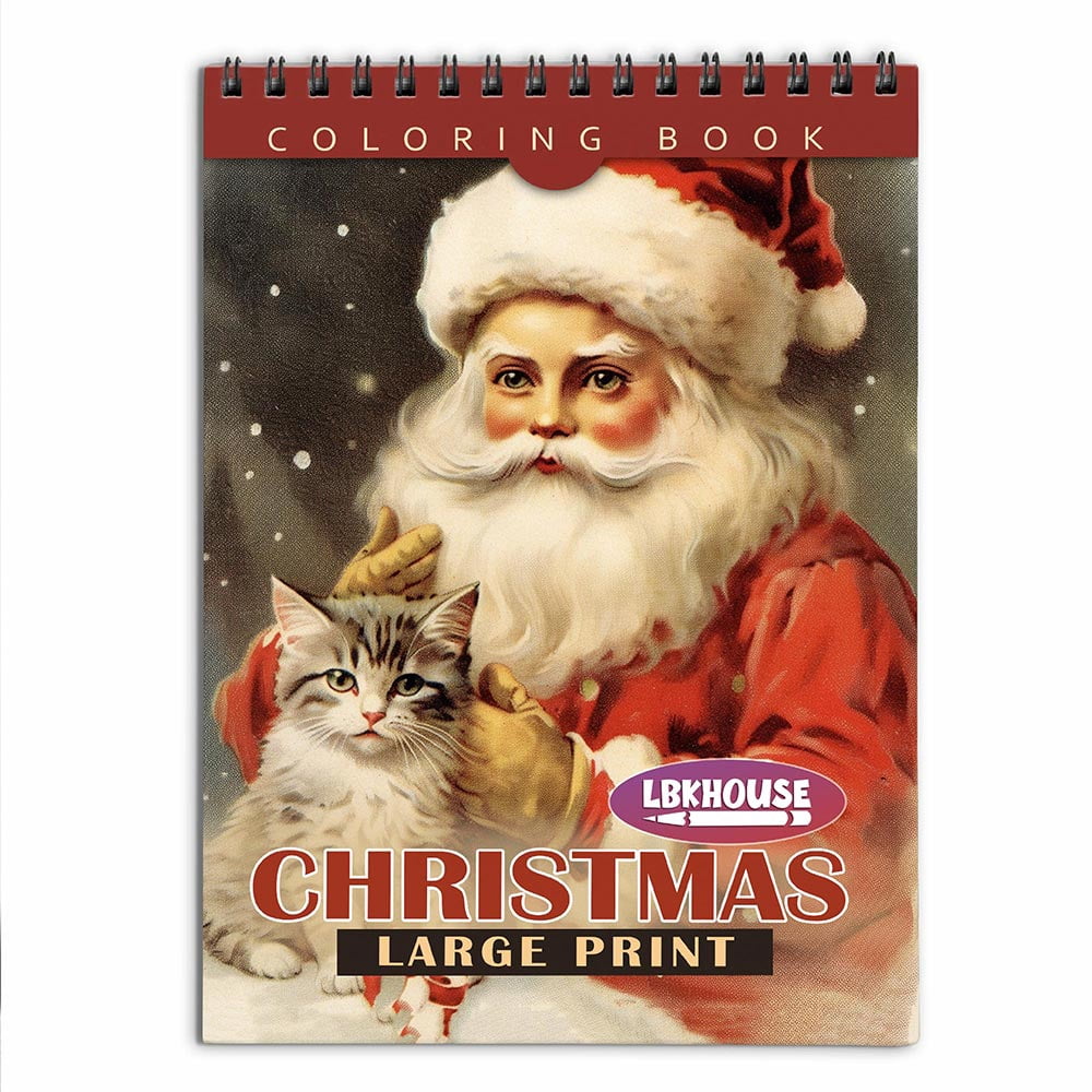 LBKHOUSE Large Print Christmas Coloring Book Spiral Bound for Adults, Premium Cover