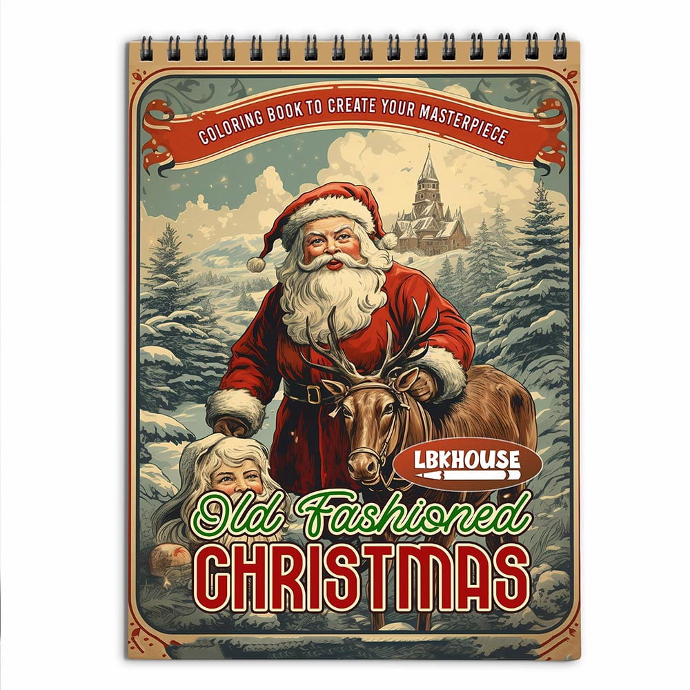 LBKHOUSE Old Fashioned Christmas Coloring Book Spiral Bound for Adult ...
