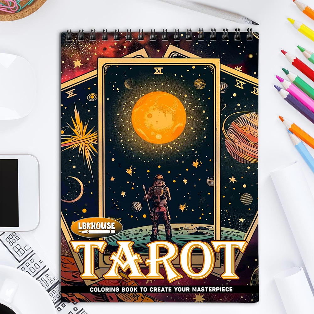 LBKHOUSE Tarot Coloring Book Spiral Bound for Adults, Premium Cover