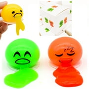 LBKKC Vomiting Egg Stress Ball, Round Vomiting & Sucking Lazy Egg Yolk, The Puking Stress Ball Include Yolk Egg White, Novelty Stress Relief Squeeze Toys, Vent Stress Tricky Game Relief Toys 2Pieces