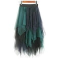 thumbnail image 1 of LBKKC Women's Tulle Skirt Formal High Low Asymmetrical Midi Tea-Length Elastic Waist Skirt Black Green, 1 of 5