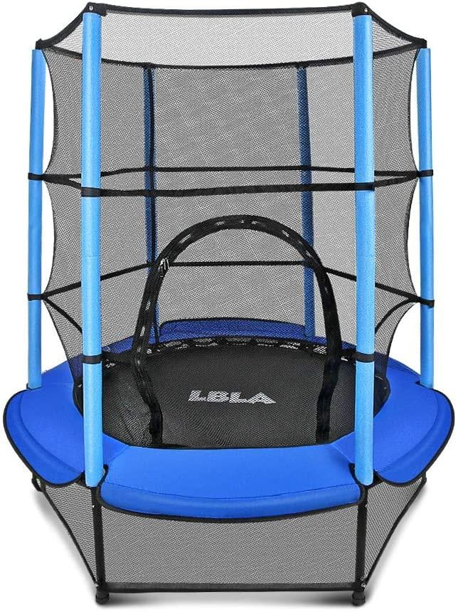 LBLA Kids Trampoline 55 Mini Trampoline for Kids with Enclosure Net and Safety Pad Heavy Duty Frame Round Trampoline with Built in Zipper for Indoor Outdoor Walmart
