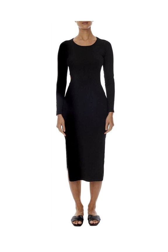 Kim Long Sleeve Open Back Dress Black LG