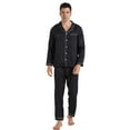 thumbnail image 1 of LANBAOSI Mens Satin Pajamas Set Long Sleeve Button Down 2-Piece Sleepwear, Black XL, 1 of 8