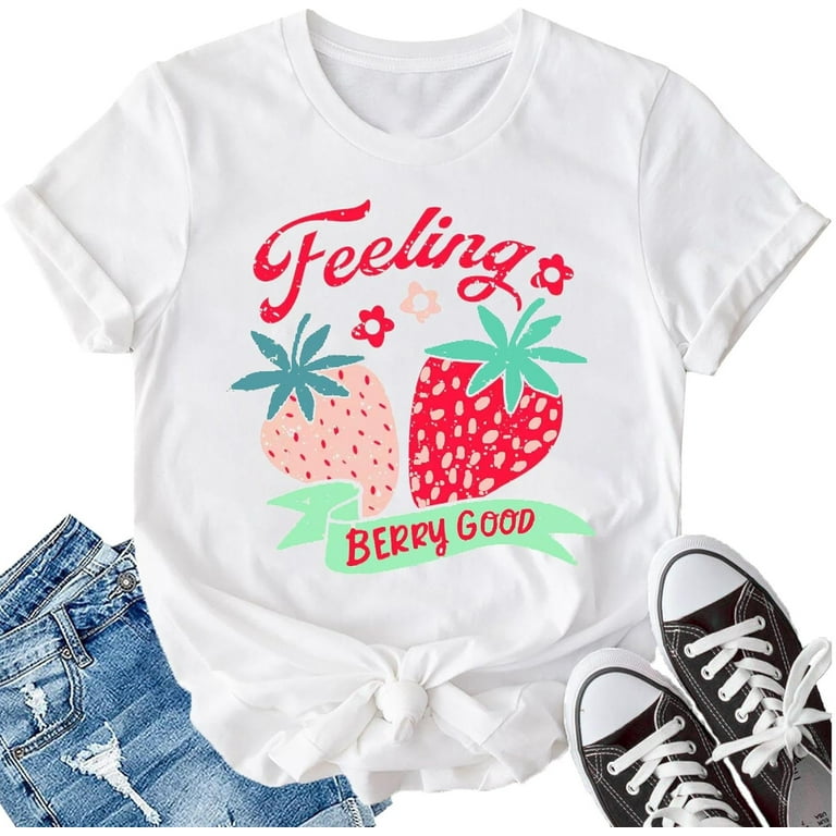LBP Strawberry Shirt Womens Cute Fruit T-Shirt Girls Fruit Lover