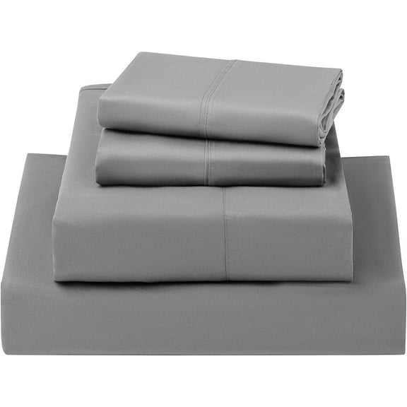 LBRO2M 1000 Thread Count 100% Cotton California King Size Sheets Set,Bed Sheet 4 Piece Sets,16 inches Deep Pocket,Bedding Super Soft Breathable,Sateen Weave Long Staple Comforterble,All Season,Grey