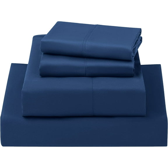 LBRO2M 1000 Thread Count 100% Cotton Full Size Sheets Set,Bed Sheet 4 Piece Sets,16 inches Deep Pocket,Bedding Super Soft Breathable,Sateen Weave Long Staple Comforterble,All Season,Navy Blue