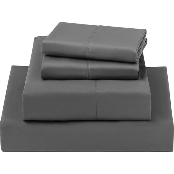 LBRO2M 1000 Thread Count 100% Cotton King Size Sheets Set,Bed Sheet 4 Piece Sets,16 inches Deep Pocket,Bedding Super Soft Breathable,Sateen Weave Long Staple Comforterble,All Season,Dary Gery