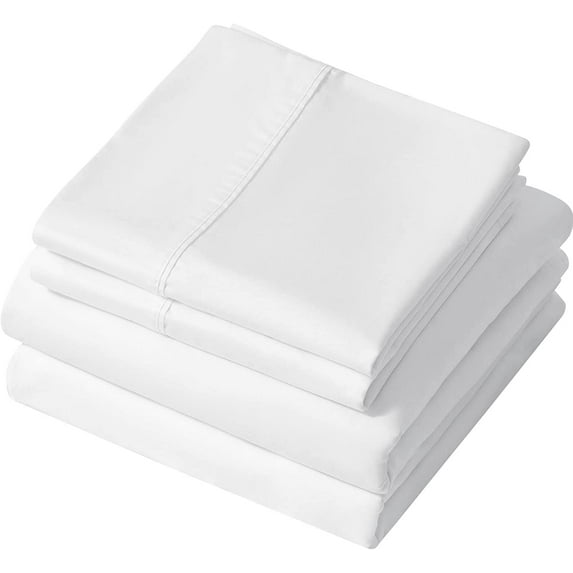 LBRO2M 1000 Thread Count 100% Cotton Sheets Set King Size,Bed Sheet 4 Piece Sets,16 inches Deep Pocket,Cool,Warm,White