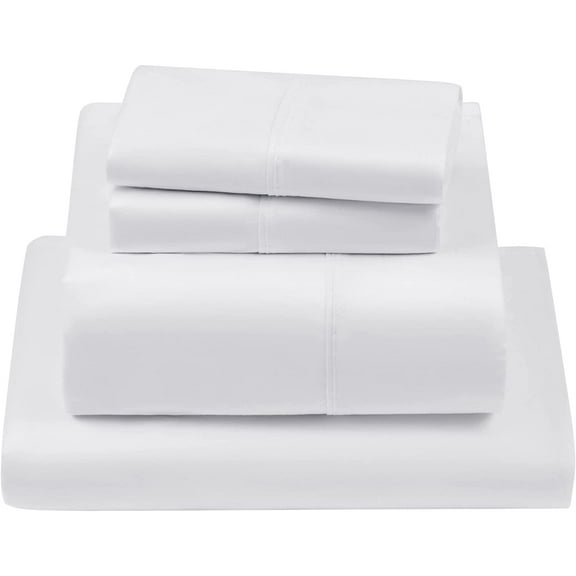LBRO2M 1000 Thread Count 100% Egyptian Cotton Queen Size Sheets Set,Breathable Wrinkle Bed Sheet 4 Piece Sets,16 Inches Deep Pocket,Bedding Soft,Sateen Weave Long Staple,White