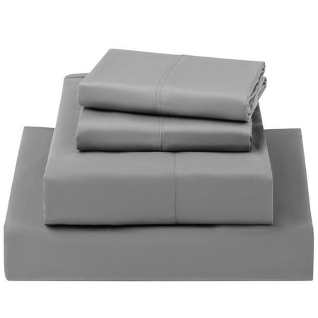 LBRO2M 1000 Thread Count King Sheet Set, 100% Egyptian Cotton Sheets, 4 Piece Hotel Sheets with 16" Deep Pocket, Gray
