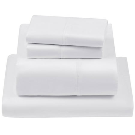 LBRO2M 1000 Thread Count Queen Sheet Set, 100% Egyptian Cotton Sheets, 4 Piece Hotel Sheets with 16" Deep Pocket, White