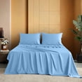 thumbnail image 1 of LBRO2M Bed Sheet Set - Bamboo Sheets Bedding - Bed Sheets & Pillowcases - 16 Inches Deep Pockets - Easy Fit - Breathable & Cooling Sheets- 4 Pieces（California King, Lake Blue）, 1 of 6