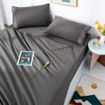 thumbnail image 1 of LBRO2M Bed Sheets Set, 1800 Series Hotel Luxury Double Brushed Soft Microfiber Sheets, Deep Pocket 4-Piece, Queen, Dark Grey, 1 of 8