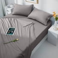 thumbnail image 1 of LBRO2M Bed Sheets Set, 1800 Series Hotel Luxury Double Brushed Soft Microfiber Sheets, Deep Pocket 4-Piece, Queen, Gray, 1 of 8