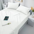 thumbnail image 1 of LBRO2M Bed Sheets Set, 1800 Series Hotel Luxury Double Brushed Soft Microfiber Sheets, Deep Pocket 4-Piece, Queen, White, 1 of 8