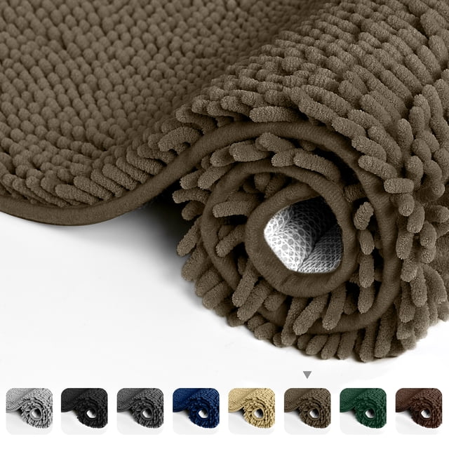 LBRO2M Non-Slip Bath Rugs, Luxury Chenille Soft Absorbent Bath Mats ...