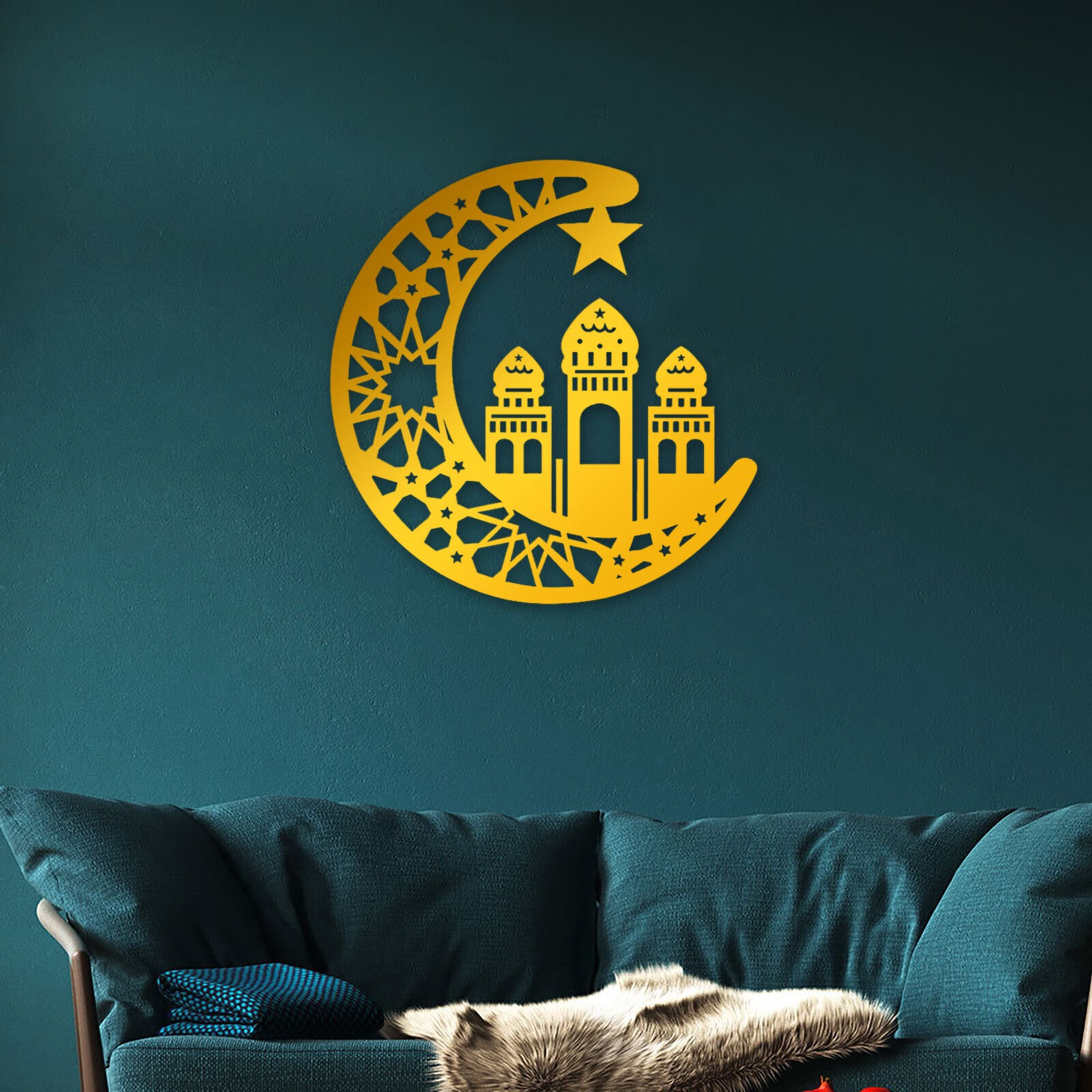 LBS 1Pc Muslim Islam Eid Mubarak Ramadan Mirror Stickers Decor Wall Stickers Room Decorations