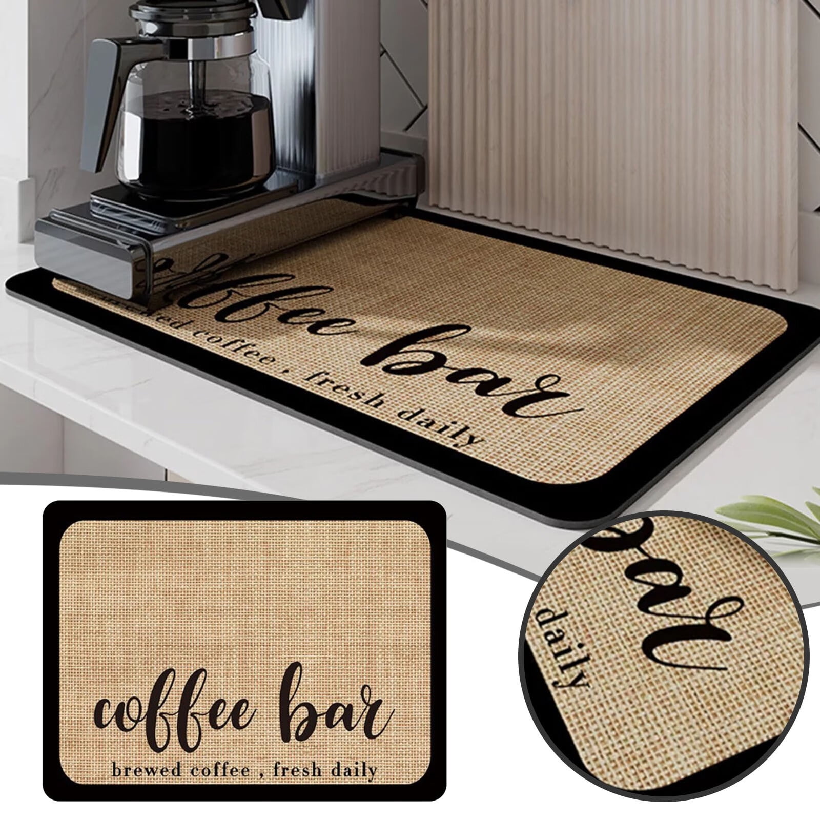 LBS Coffee Mat Hide Stain Absorbent Rubber Coffee Bar Mat for