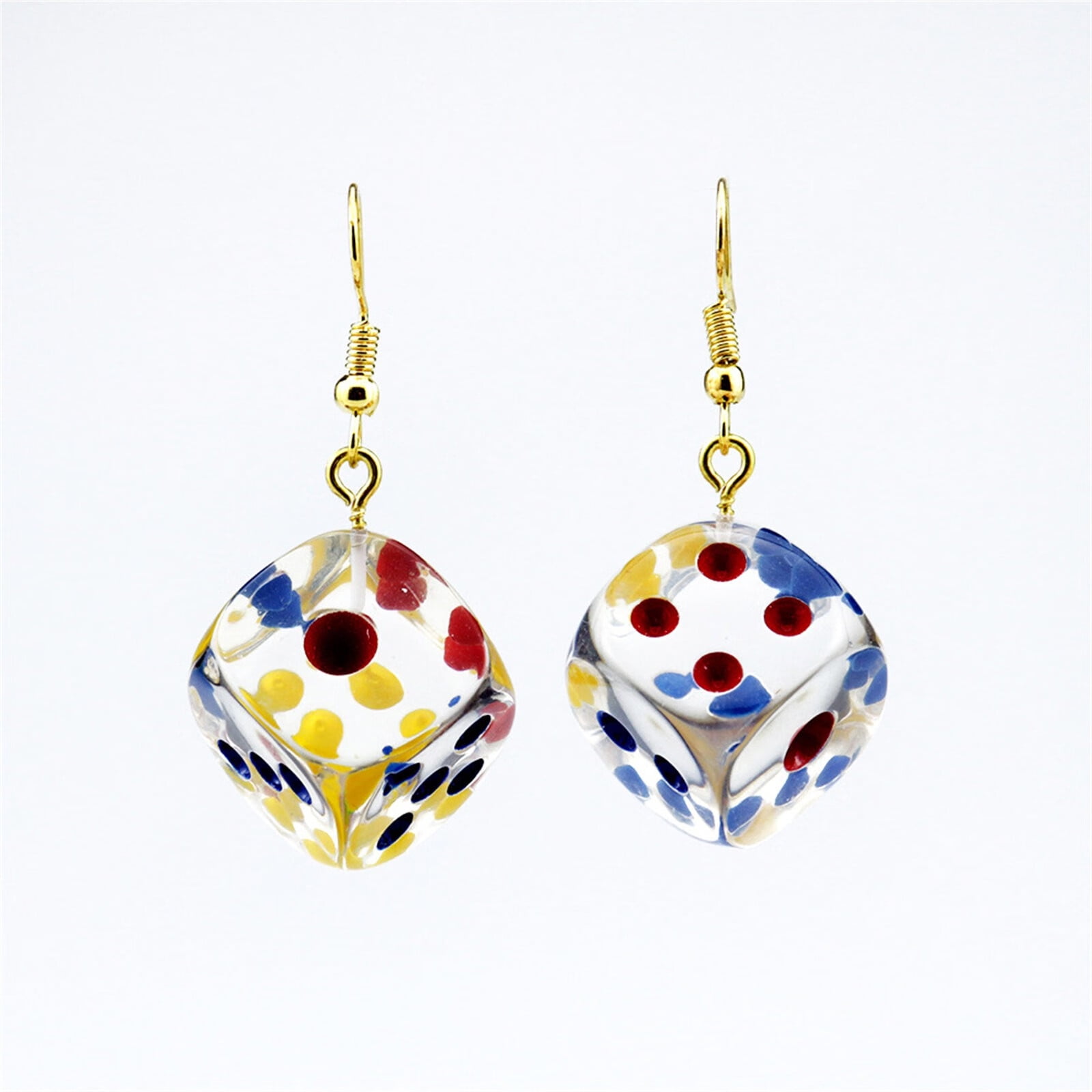 LBS Funny Transparent Dice Earrings Fashion Creative Earrings Suitable