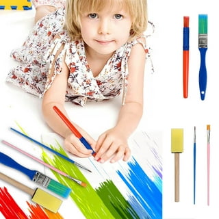 Paint Brushes for Kids, 30 Pcs Flat Kids Paint Brushes, Easy to Use and Clean Small Classroom Paint Brushes Bulk for Acrylic Watercolor Canvas Face