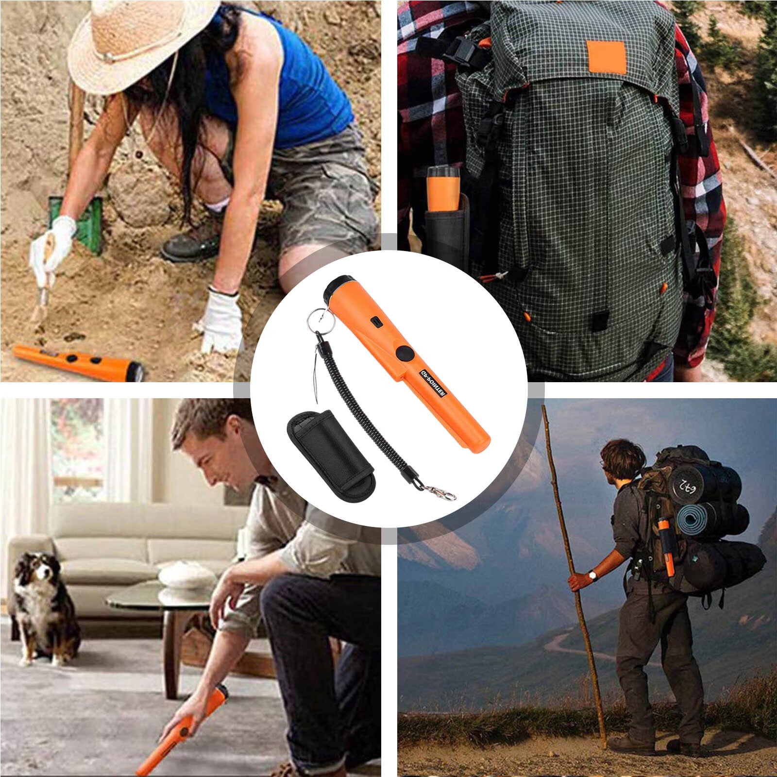 LBS Metal Detector Pinpointer Portable Waterproof Pin Pointer Probe Metal Detector with Holster