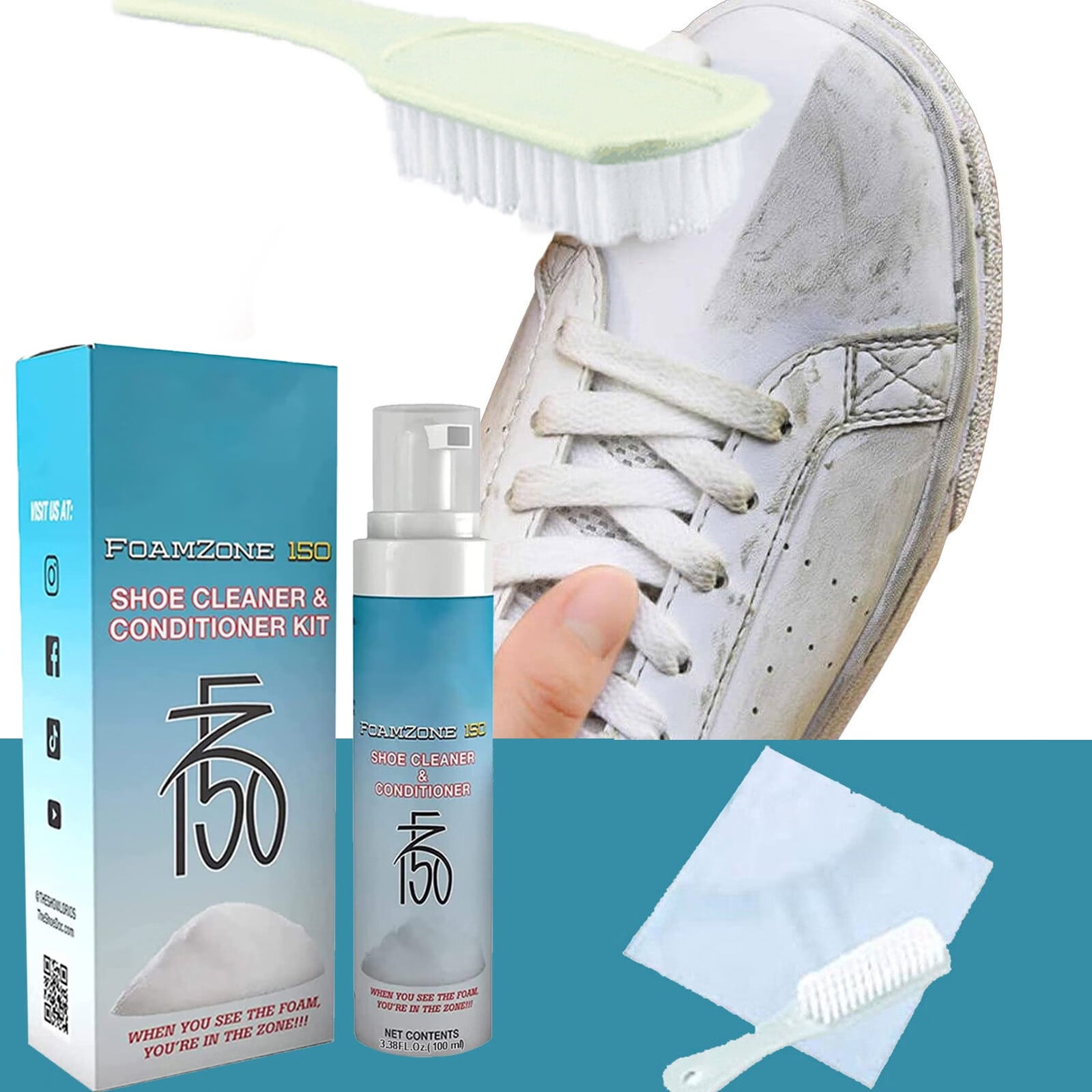 Shoe Cleaner Shoe Cleaner Conditioner Kit Foamzone Delicate And Rich Foam  Easy To Operate Significant Effect Without Hurting The Upper(1xcleaner 1x  Towel 1x Brush) 100ml 