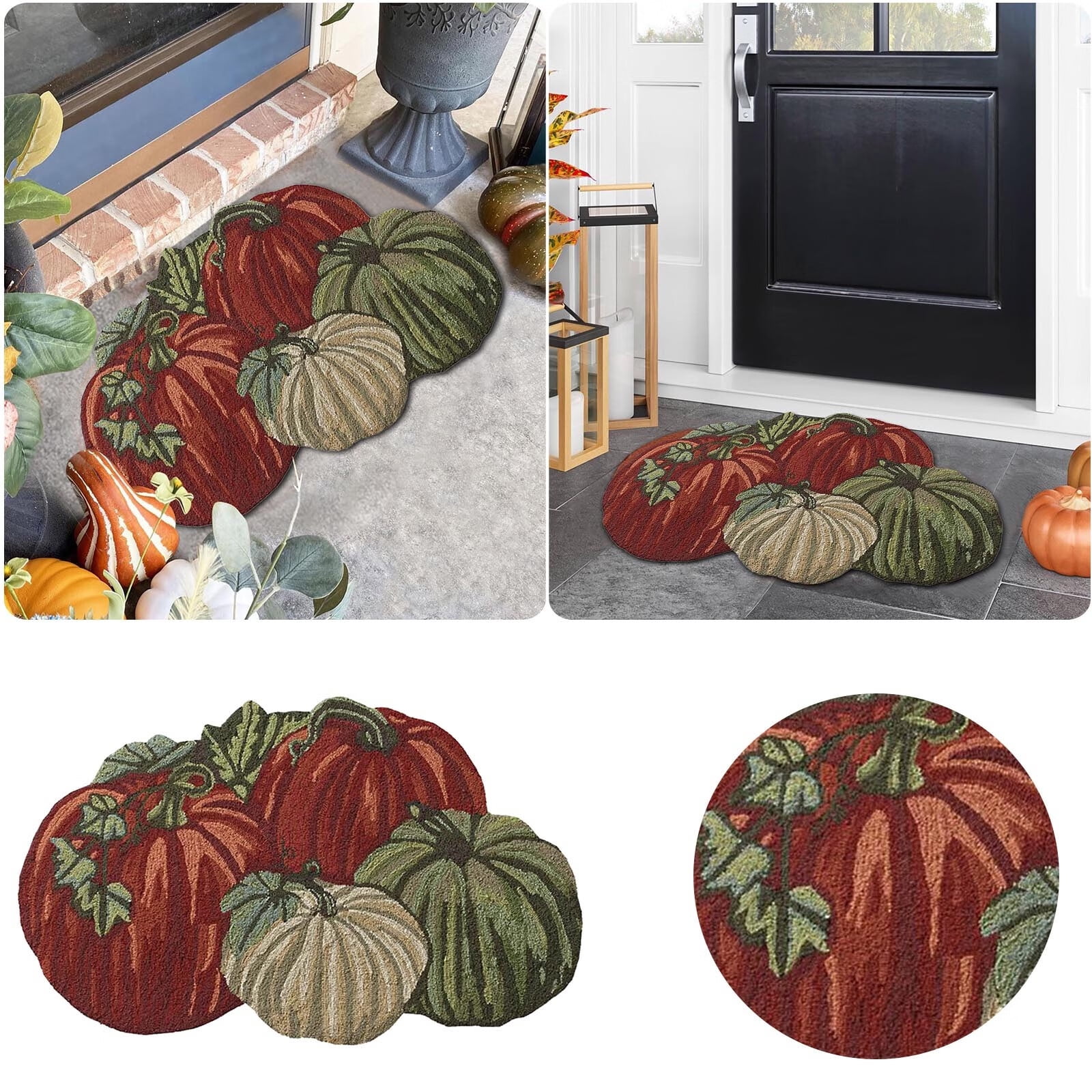 LBS Thanksgiving Pumpkin Rug 31"X20"Non Slip Washable Door Mat