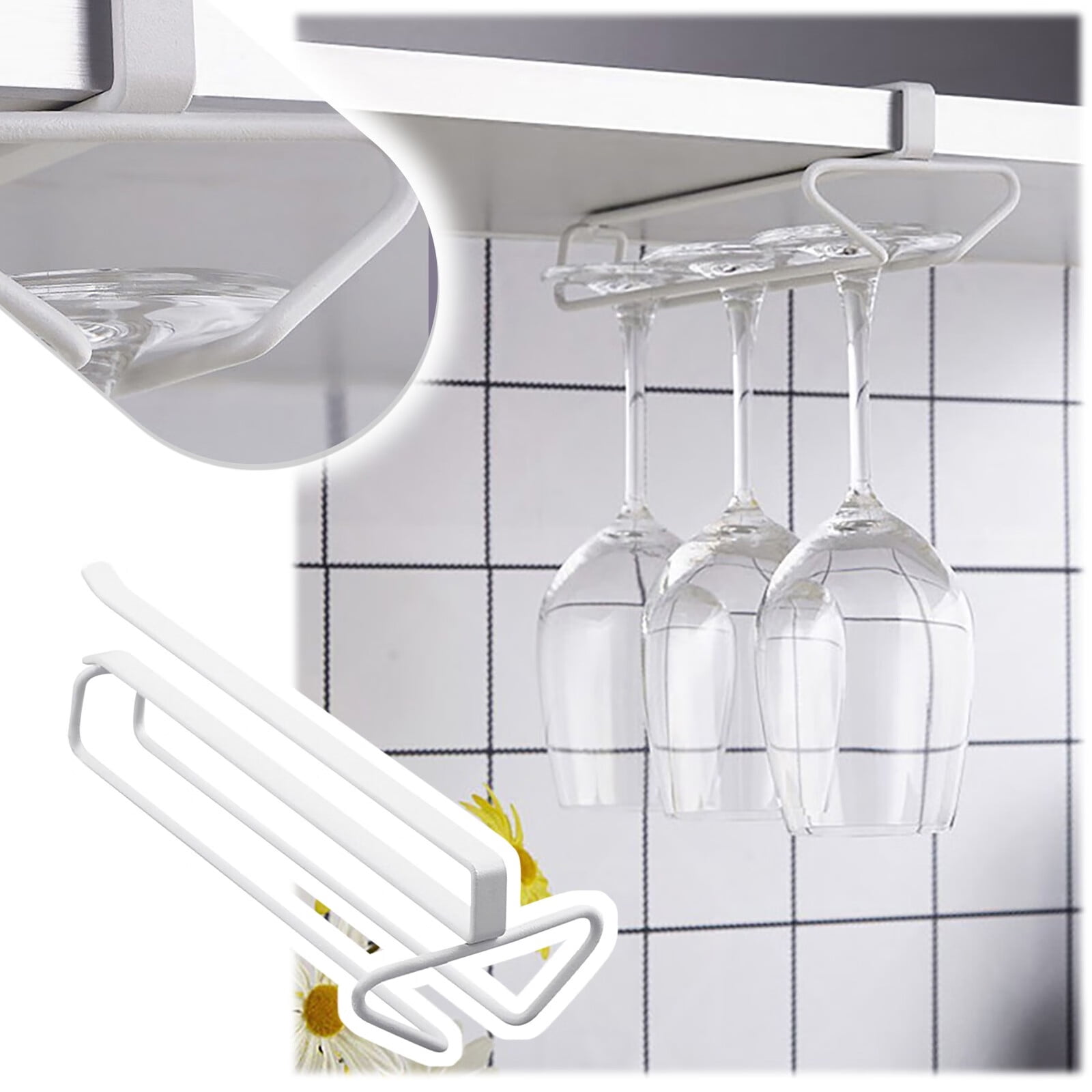 LBS Under The Cupboard Wine Glass Rack Drill Wine Glass Rack Hanging