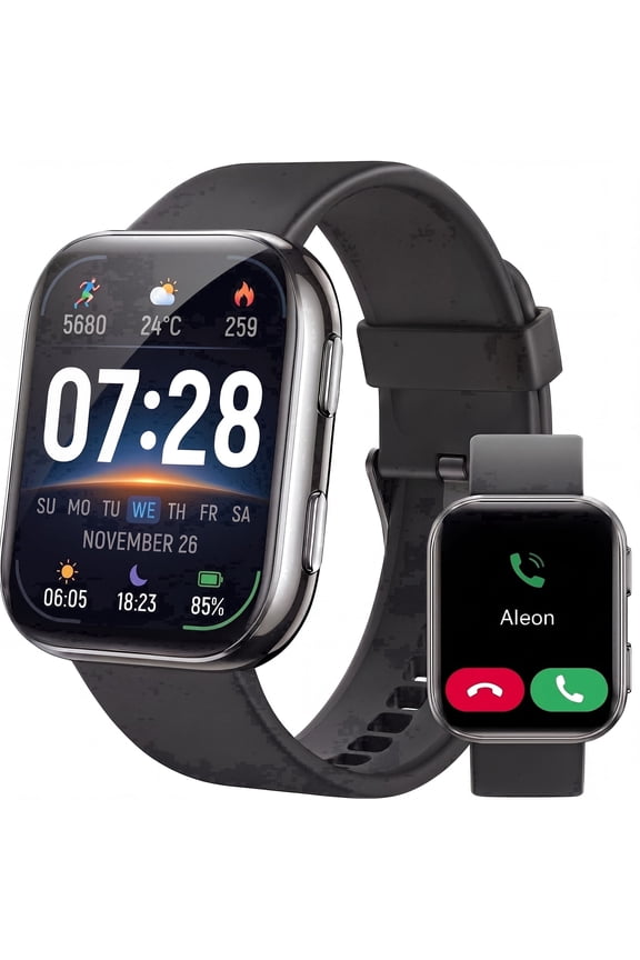 Smart Watch for Men Women, 1.83-inch IP68 Waterproof Smartwatch with Bluetooth Call (Answer/Make Calls), 100+ Sports Modes Fitness Tracker, Compatible with Android and iPhone, Gift Black
