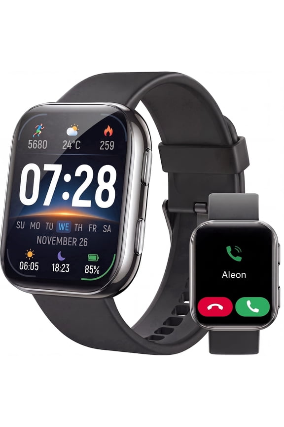 Smart Watch for Men Women, 1.83-inch IP68 Waterproof Smartwatch with Bluetooth Call (Answer/Make Calls), 100+ Sports Modes Fitness Tracker, Compatible with Android and iPhone, Gift Black