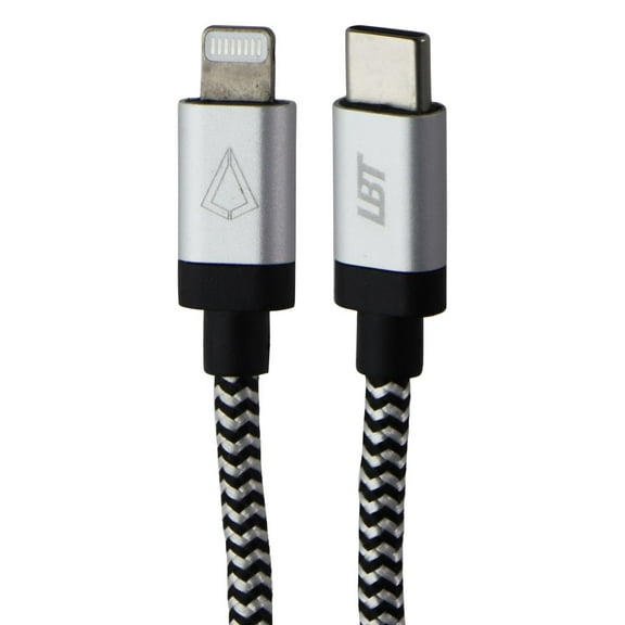 Pre-Owned LBT (7-Ft) USB-C to Lightning 8-Pin Braided Charge Cable - Silver/White/Black