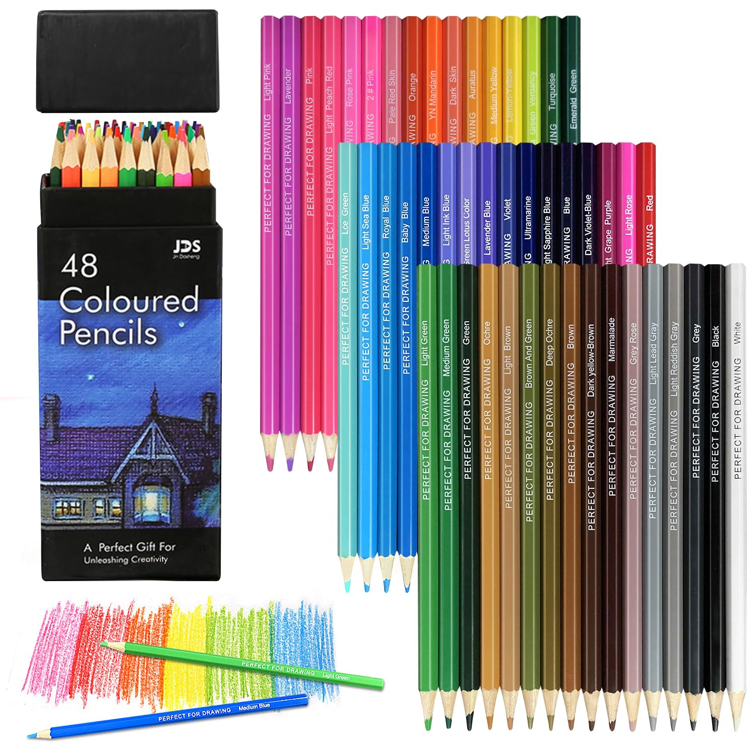 LBW Colored Pencils for Adult Coloring Books, 48 Oil Color Pencils Set