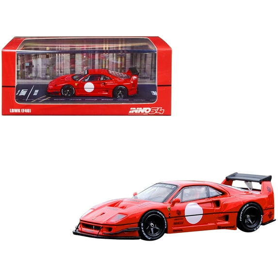 LBWK (Liberty Walk) F40 Red with Graphics 1/64 Diecast Model Car by Inno Models